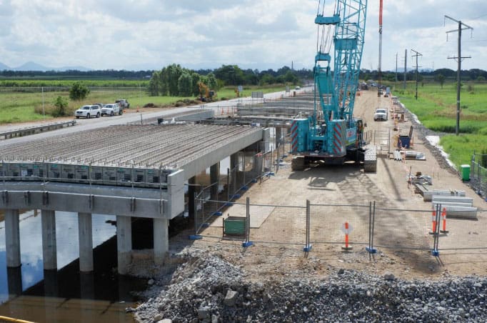 Bruce Highway Cattle and Frances Creeks Upgrade showing elevated bridge structures and highway works for flood‑resilient transport infrastructure